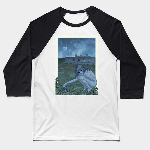 Crow Girl by Moonlight Baseball T-Shirt by silusUK